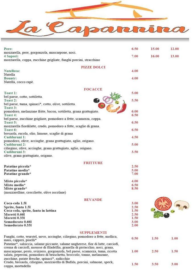 Menu At Pizzeria La Capannina Caltanissetta