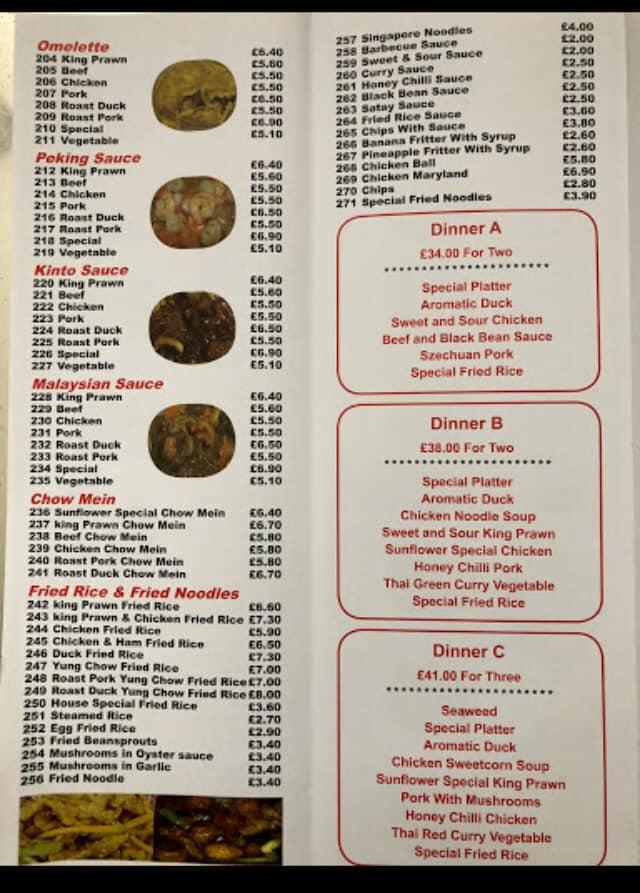 Menu at Sunflower Garden restaurant, Pitmedden