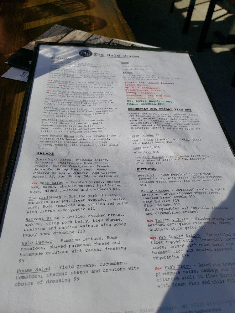 Menu at The Hale House pub & bar, Hales Corners