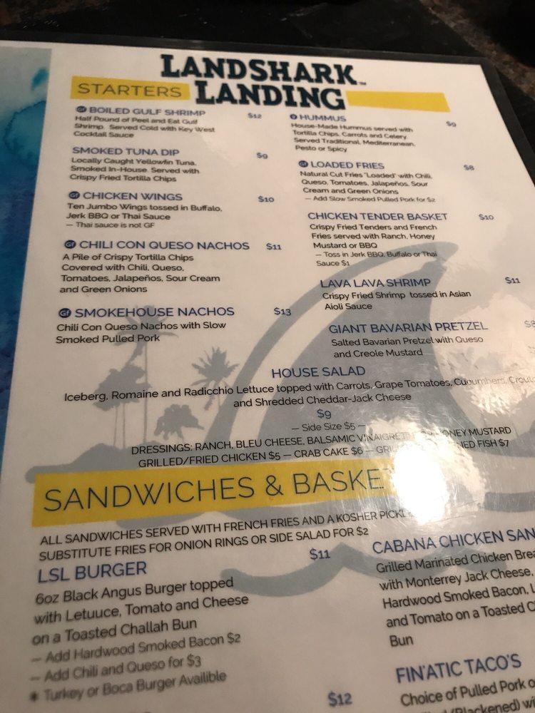 Menu at Landshark Landing Beach Bar & Grill, Pensacola Beach