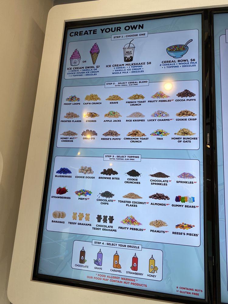 Carta de Milk & Cream Cereal Bar, Jersey City