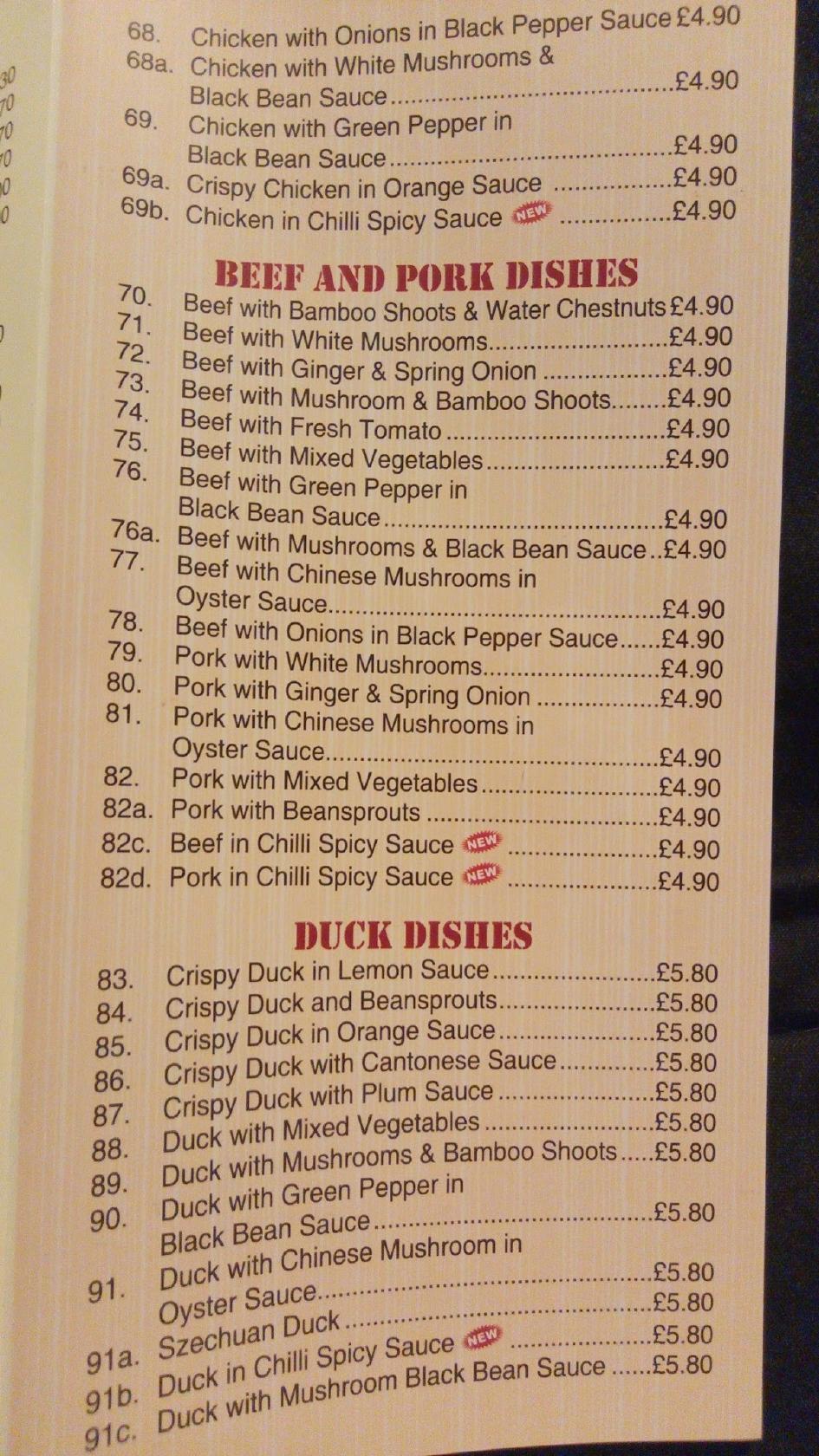 Menu at New Oriental fast food, Nuneaton, 20 Coleshill Rd
