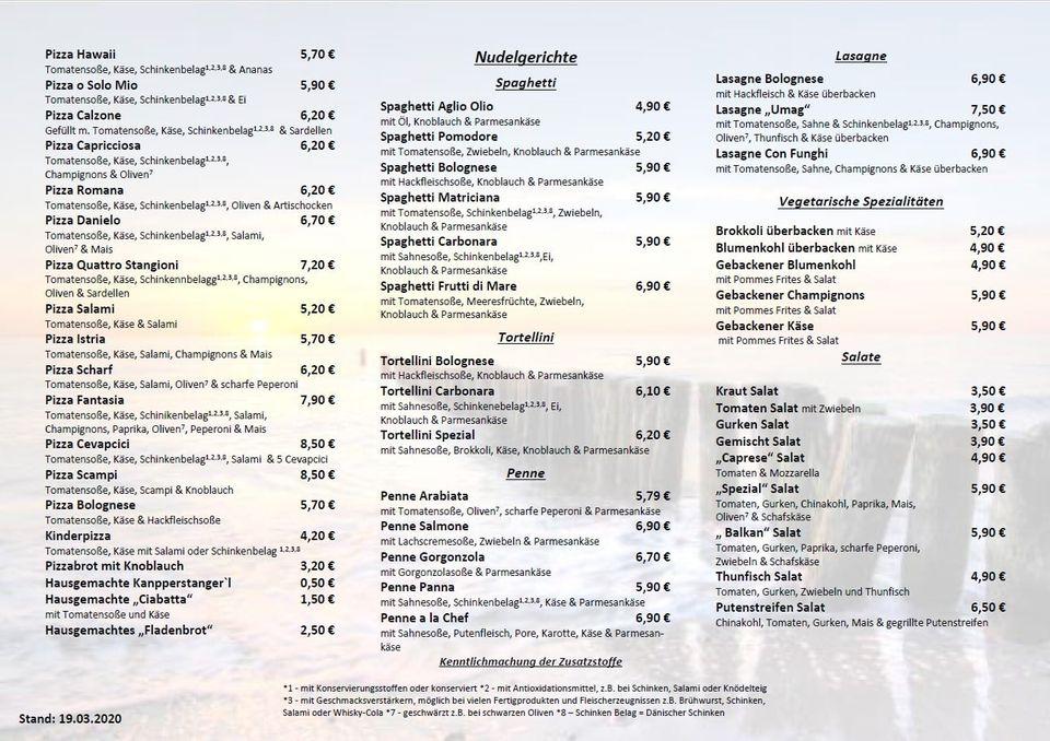 Speisekarte von Restaurant Istria, Waging am See