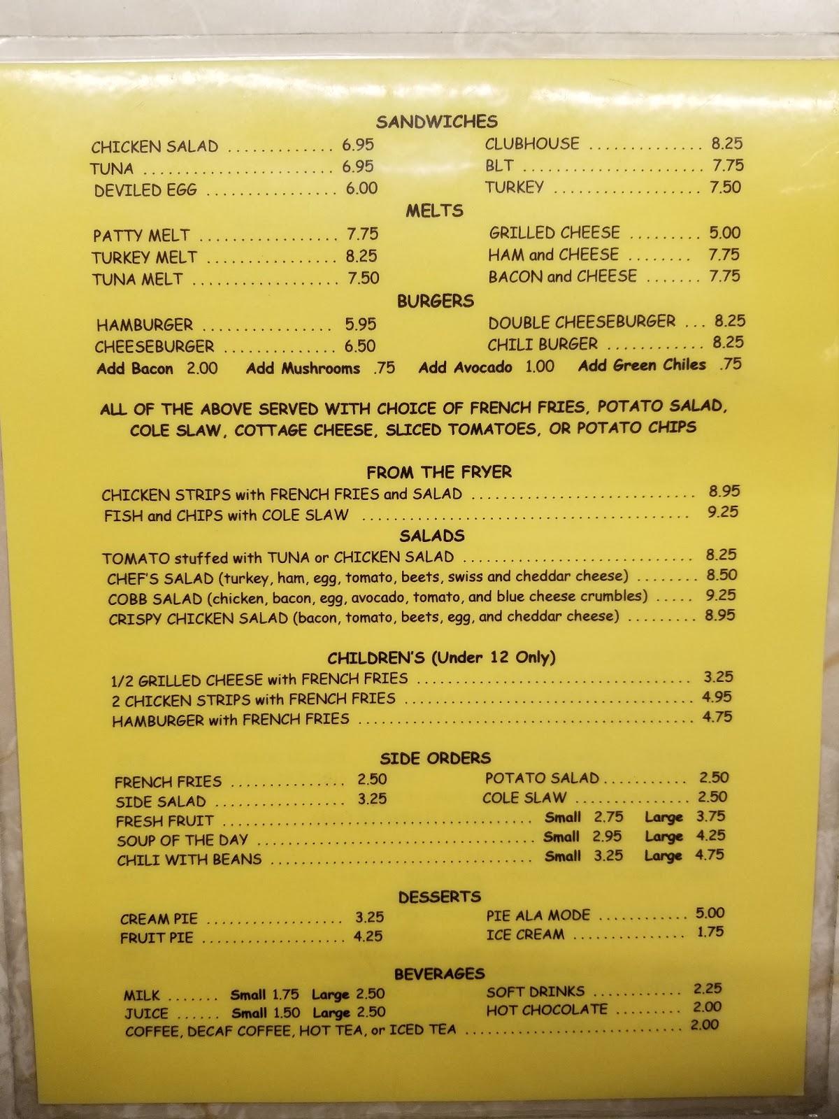 Menu at Ann's Sunshine Cafe, Pleasant Hill