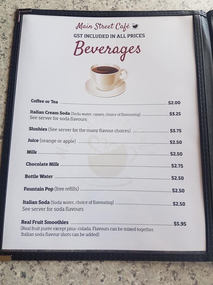 Menu at Main Street Café & Lounge, Foremost