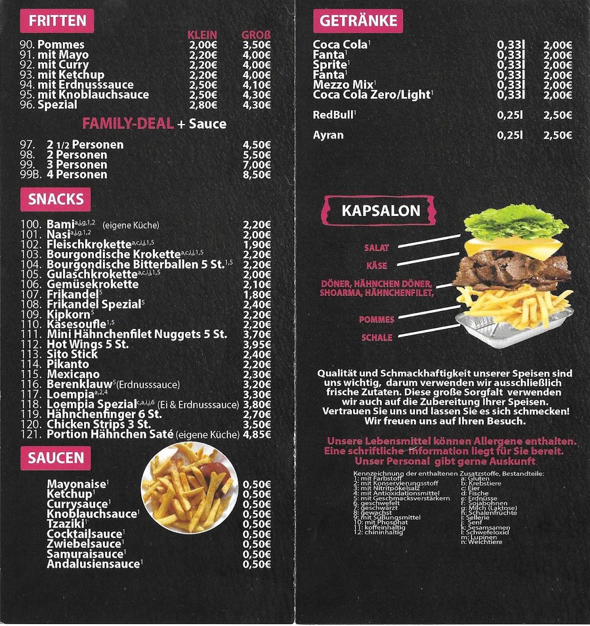 Menu at Plaza Snackbar Pizzeria, Kebab und Imbiss, Emmerich