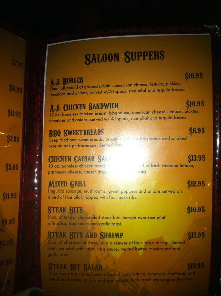 Menu at A J Spurs Saloon & Dining Hall pub & bar, Buellton