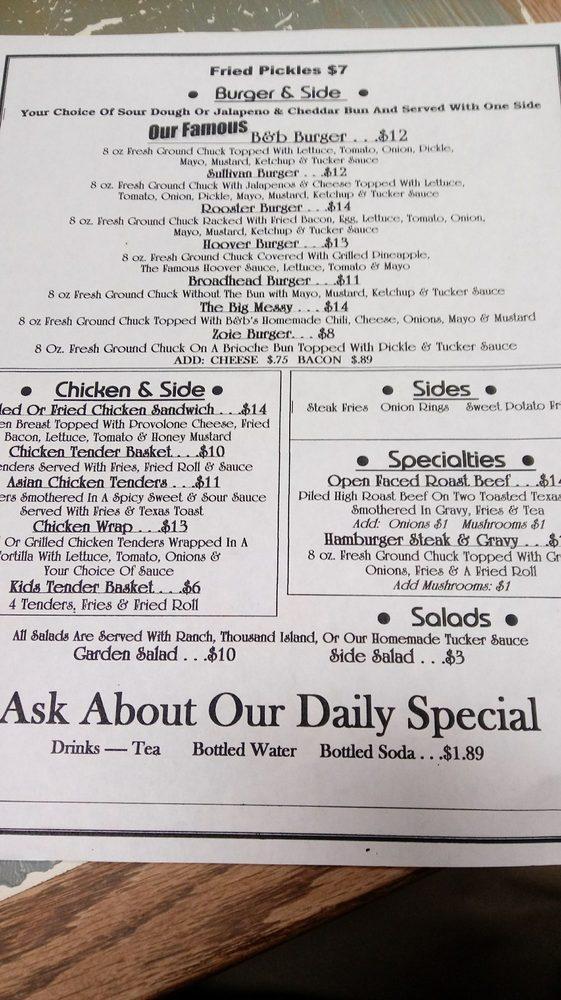 Menu At B&b Meat Market & Deli Restaurant, Mendenhall