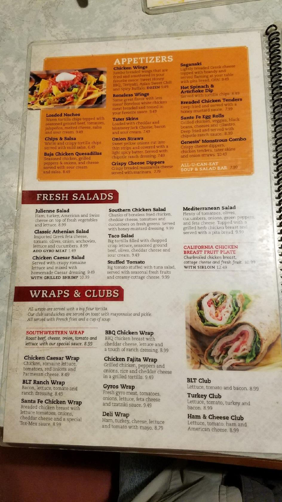 Menu at Genesis Family Restaurant, Greenfield, S 108th St