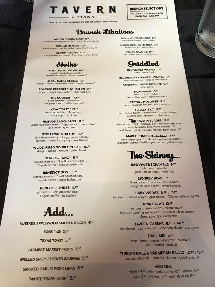 Menu at Midtown Cafe, Nashville, 102 19th Ave S