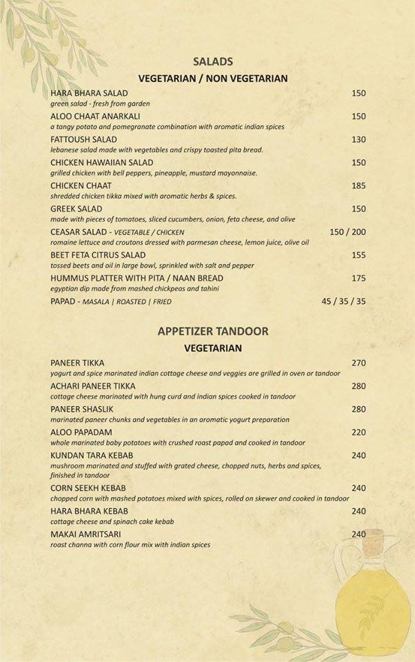 Zytun The Restaurant . menu
