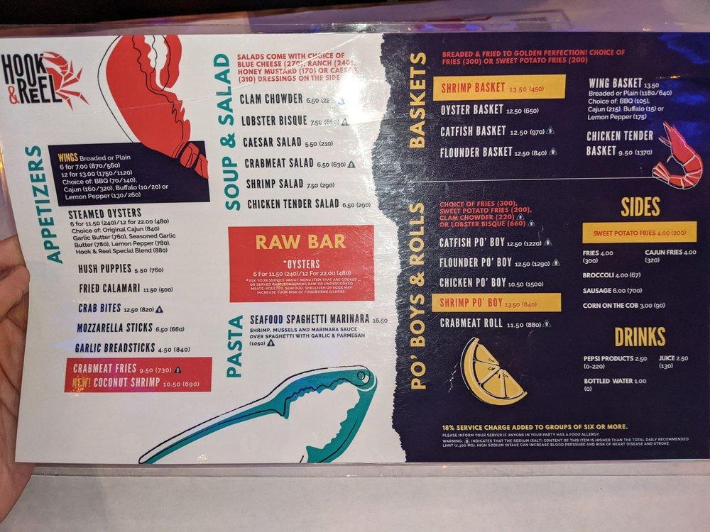 Menu at Hook & Reel Cajun Seafood & Bar, Canton