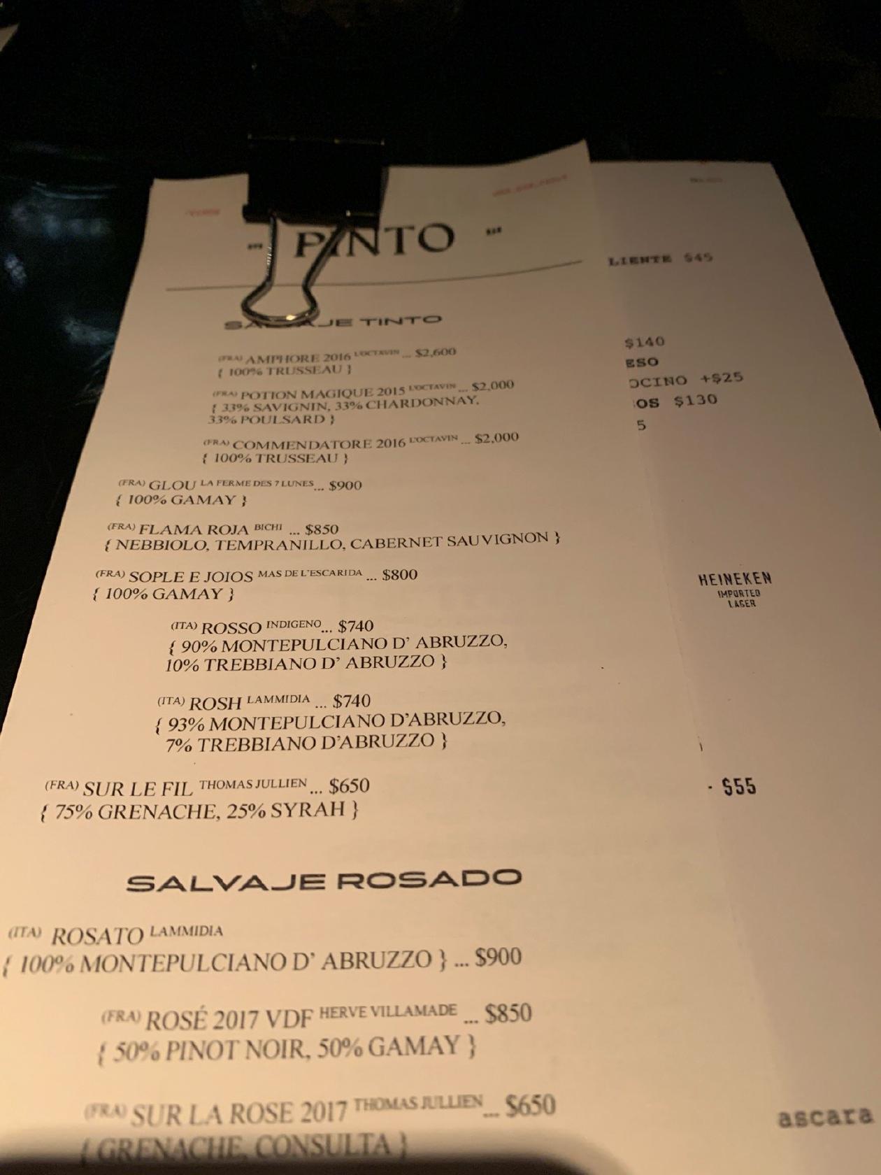 Menu at PINTO BAR, San Pedro Garza García
