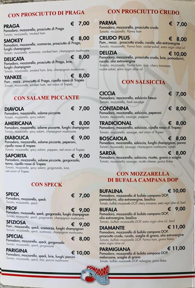 Menu Da Pomodoro Mozzarella Ristorante Lainate