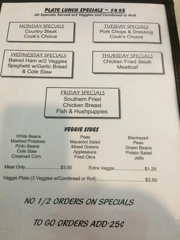 Menu at Family Ties Restaurant, Crossville