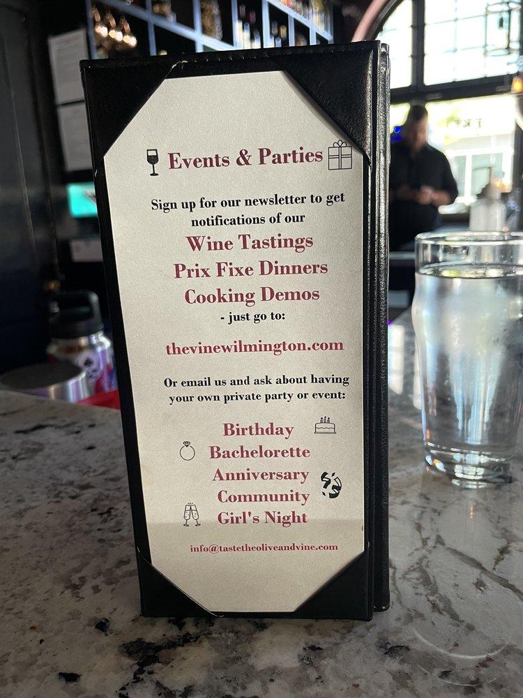 Menu at The Vine pub & bar, Wilmington