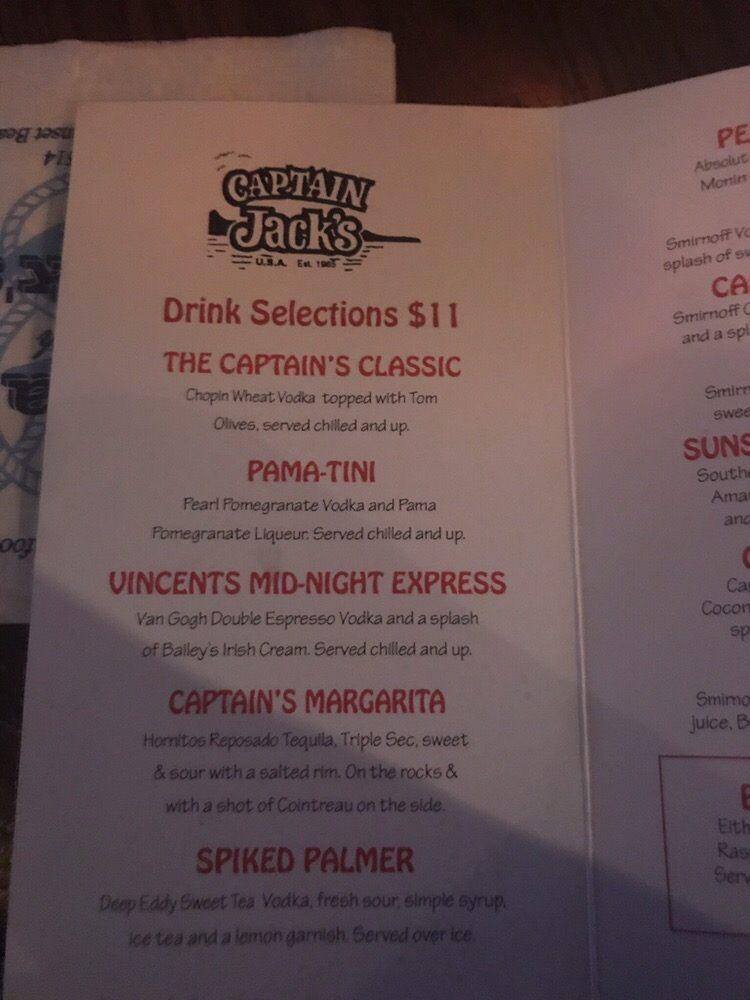 Menu at Captain Jack's pub & bar, Long Beach