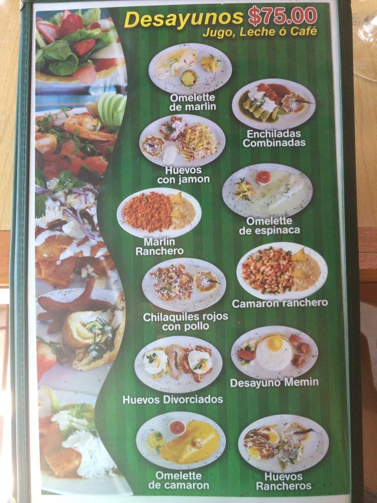 Menu at El Memin, Mazatlán, Av. la Marina S/N 