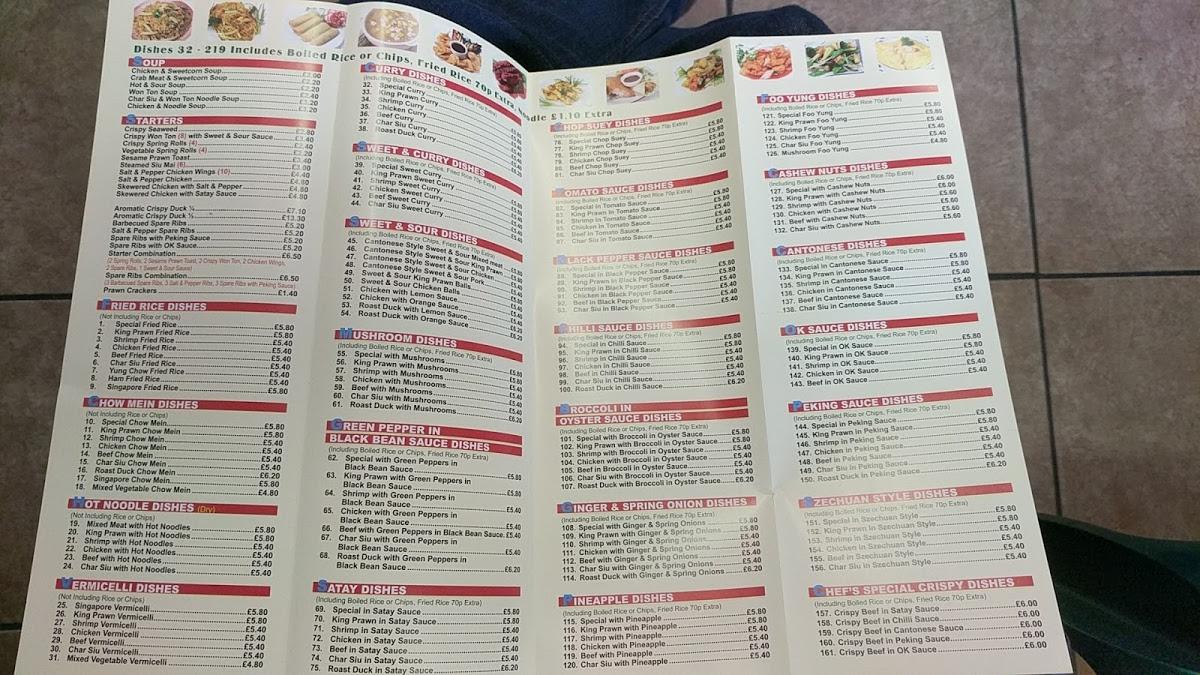 Menu At The Great Wall Fast Food Leyland 