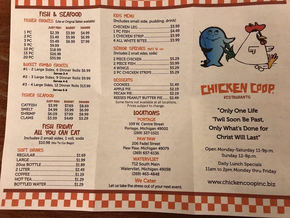 Menu at Chicken Coop desserts, Paw Paw
