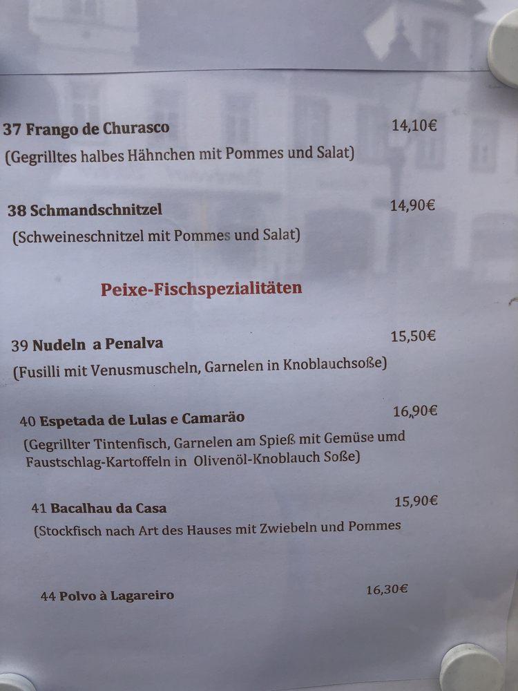 Speisekarte von Portugiesischer Weser Garten restaurant, Bad Karlshafen