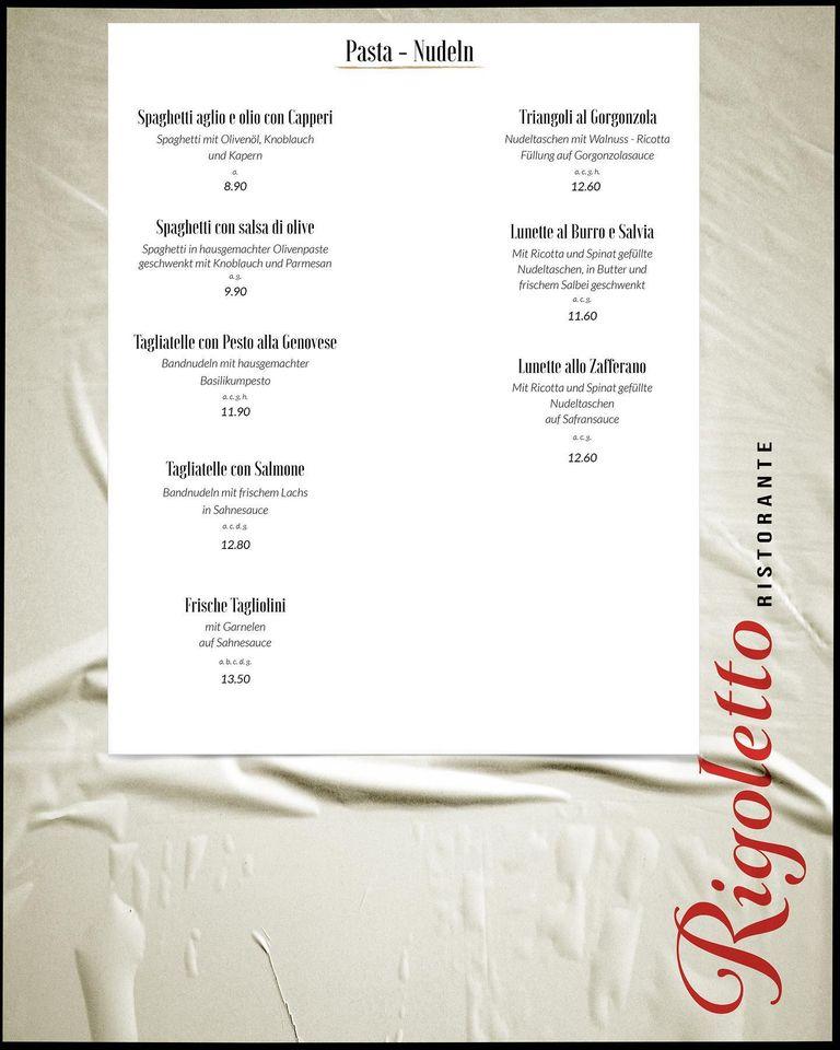 Speisekarte von Rigoletto restaurant, Kiel