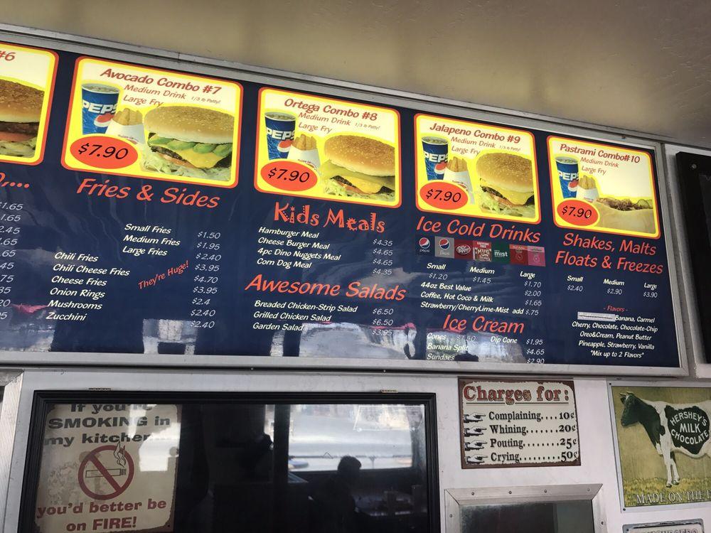 Menu at Root Beer King restaurant, Lamont, Main St