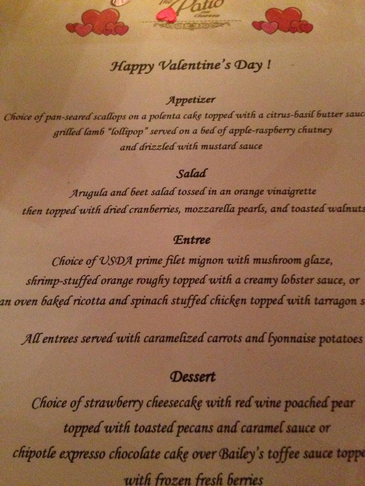 Menu at The Patio on Guerra steakhouse, McAllen