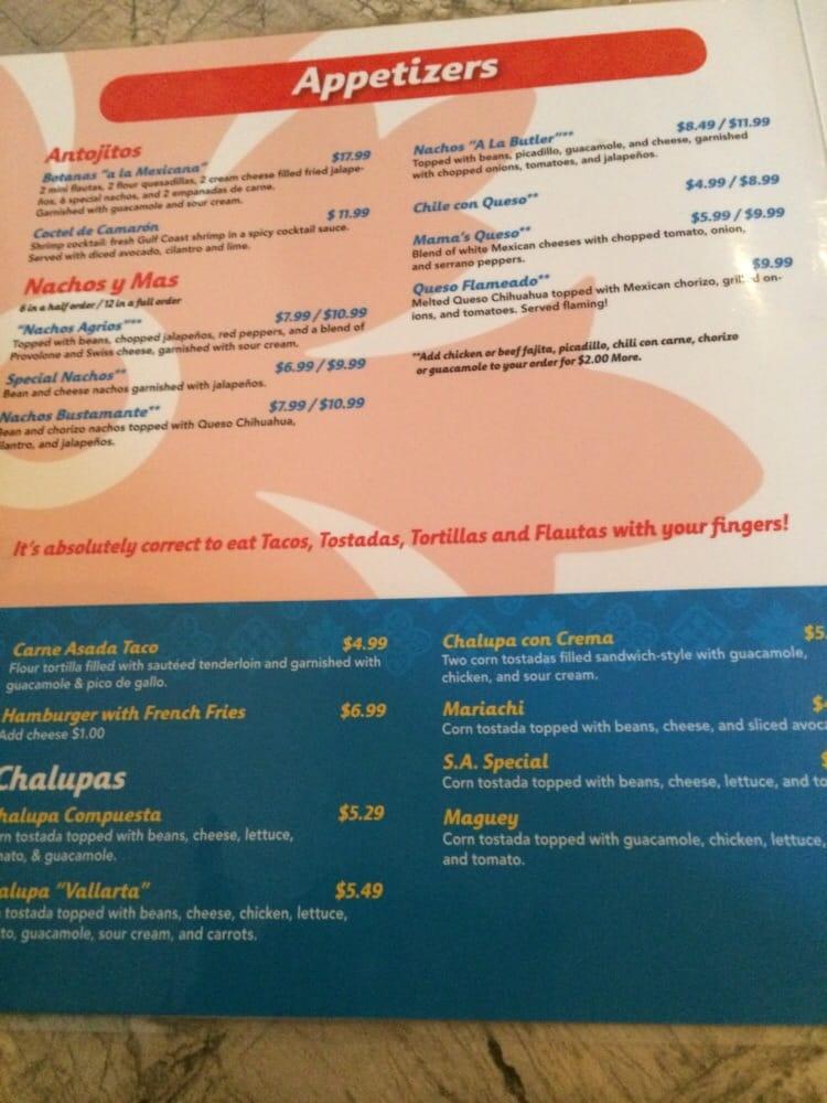 Menu at Viola's Ventanas restaurant, San Antonio, Westover Hills Blvd