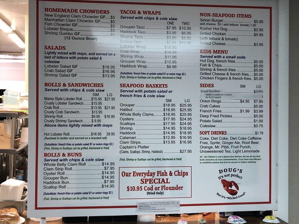 Menu at Doug's Seafood restaurant, Bonita Springs