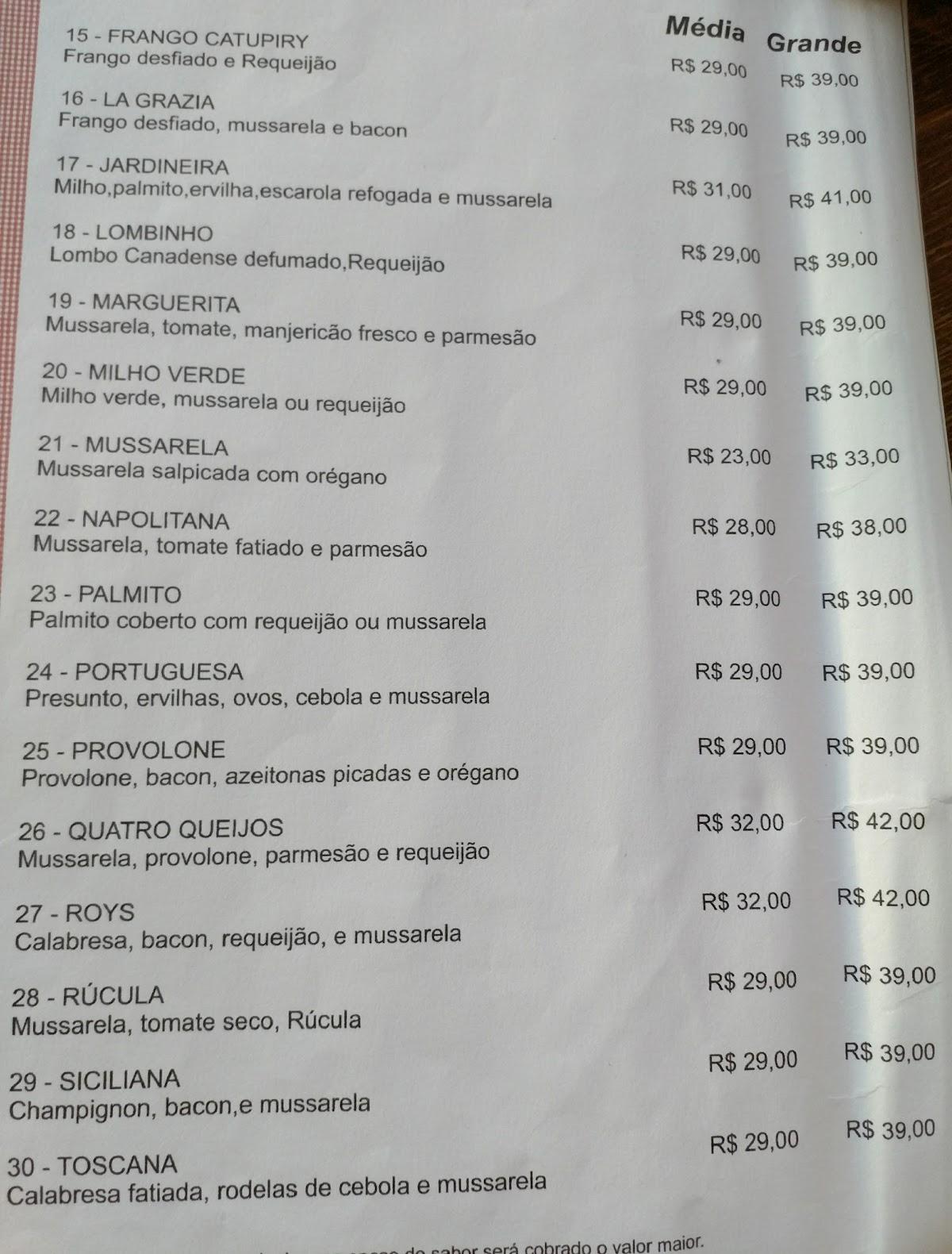 Menu em Mix do Lago restaurante Boa Esperança