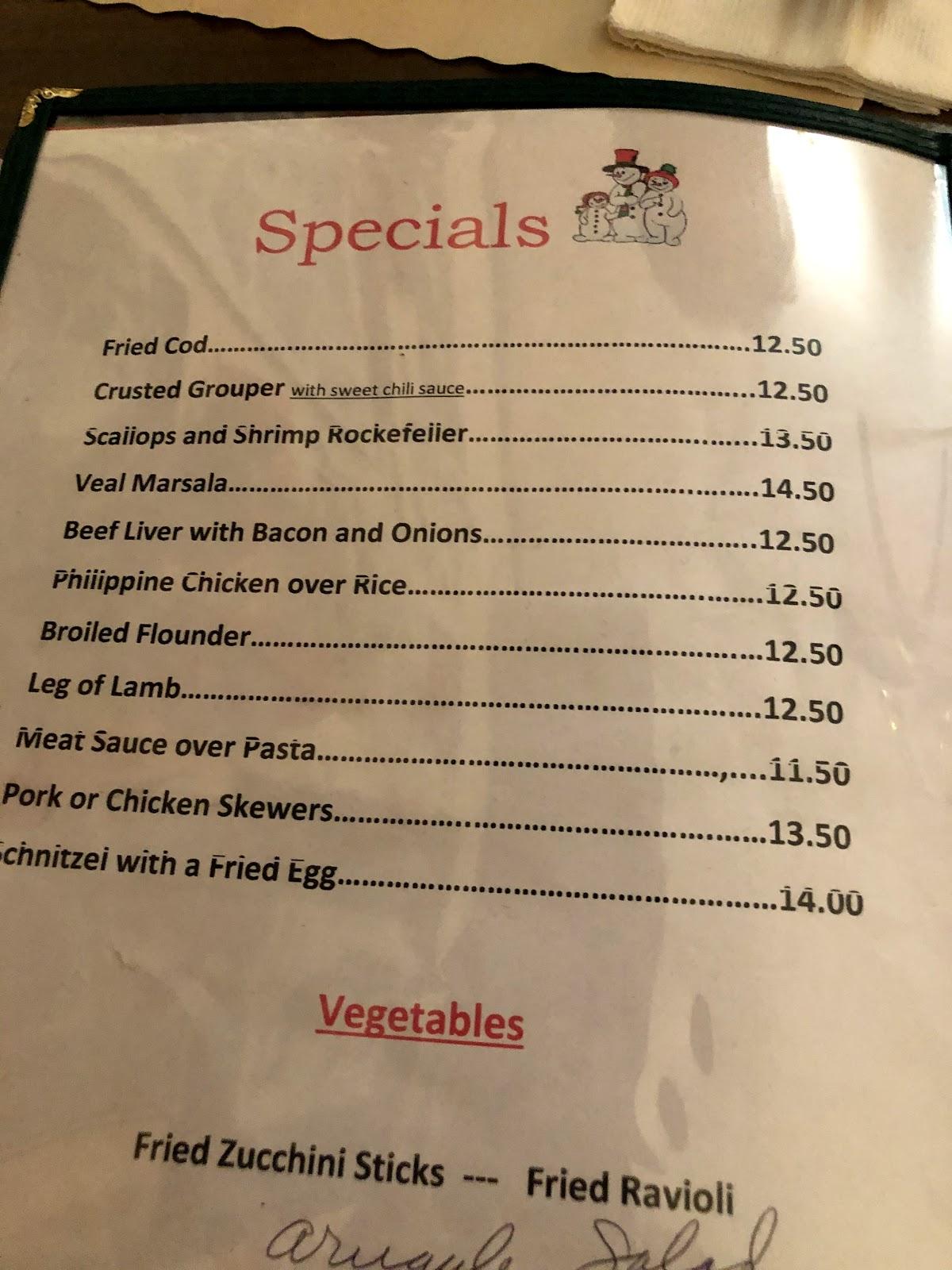 Menu at Erwin's Country Kitchen restaurant, FeastervilleTrevose