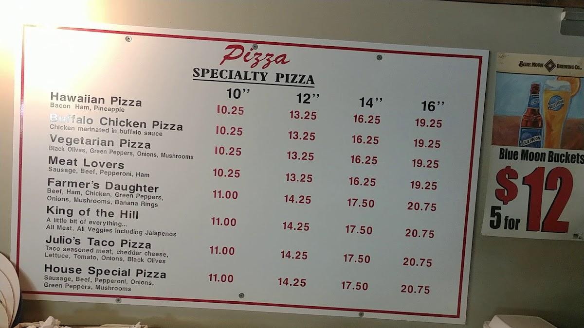 Menu at Parkway Pizza pizzeria, Evansville