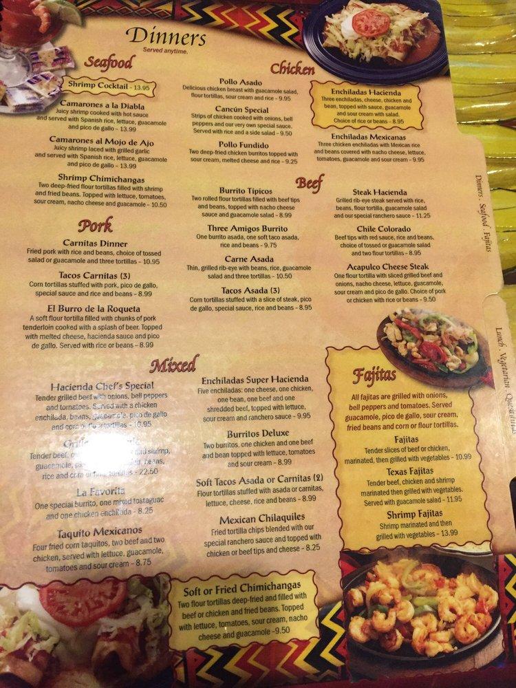 Menu at La Hacienda Mexican Restaurant, Indianapolis, Graham Rd