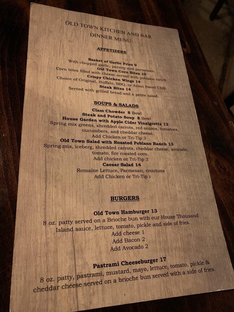 Menu at Old Town Kitchen & Bar, Lompoc