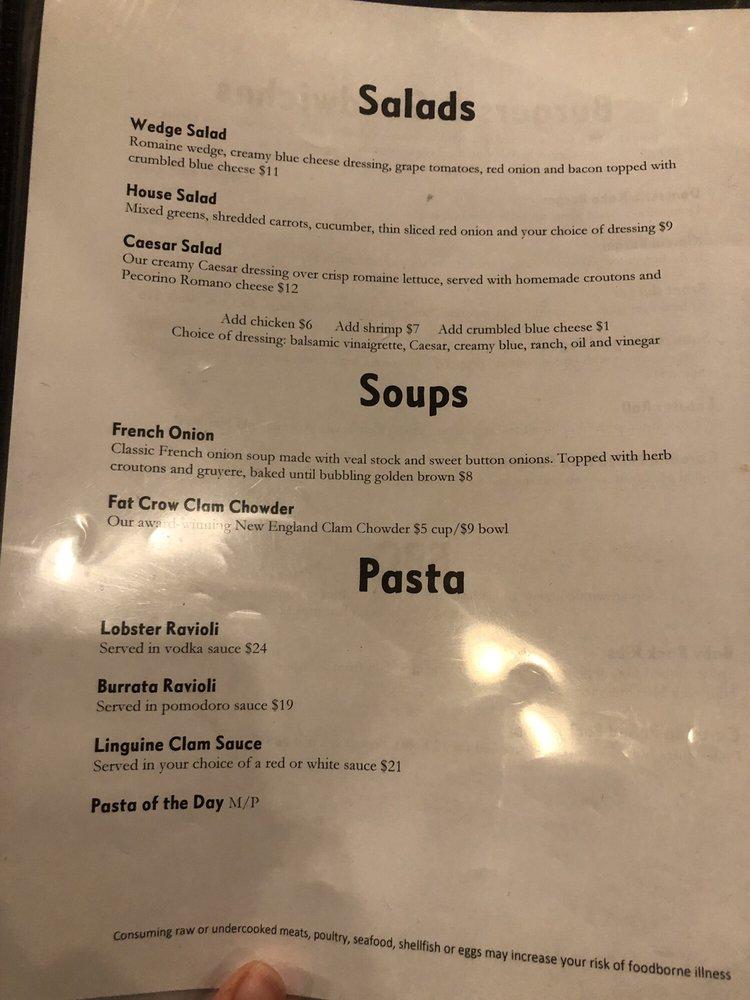 Menu at Fat Crow Restaurant, Newfane