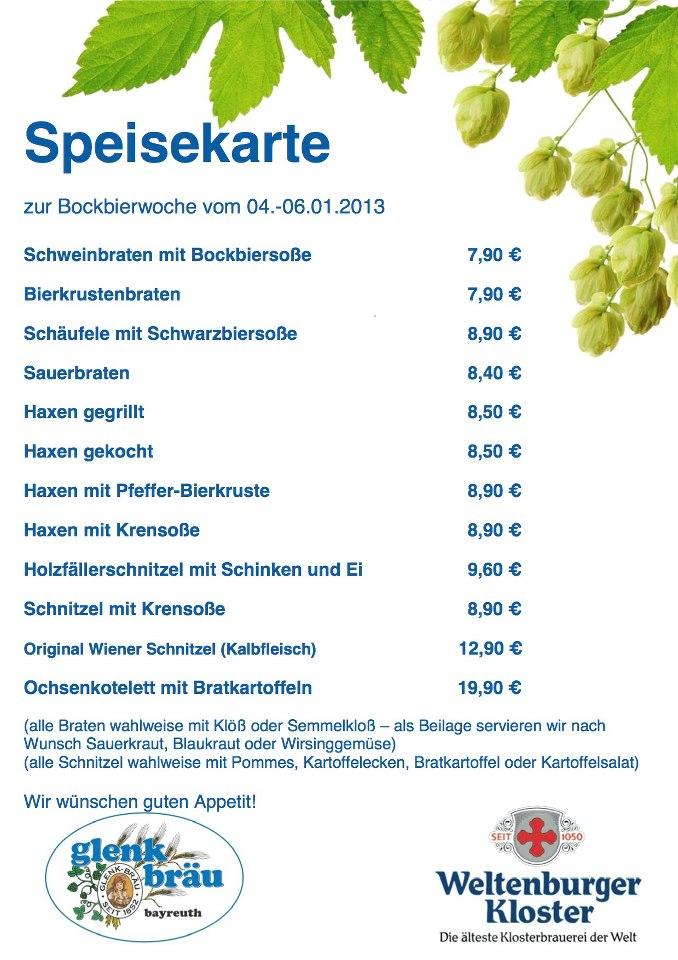 Speisekarte von Gasthof Grüner Baum und Restaurant, Bayreuth