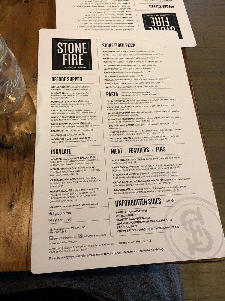 Menu at Stone Fire pub & bar, Mount Kisco