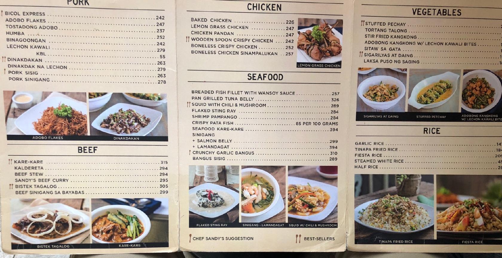Menu at Wooden Spoon restaurant, Makati, 1210 Rockwell Dr