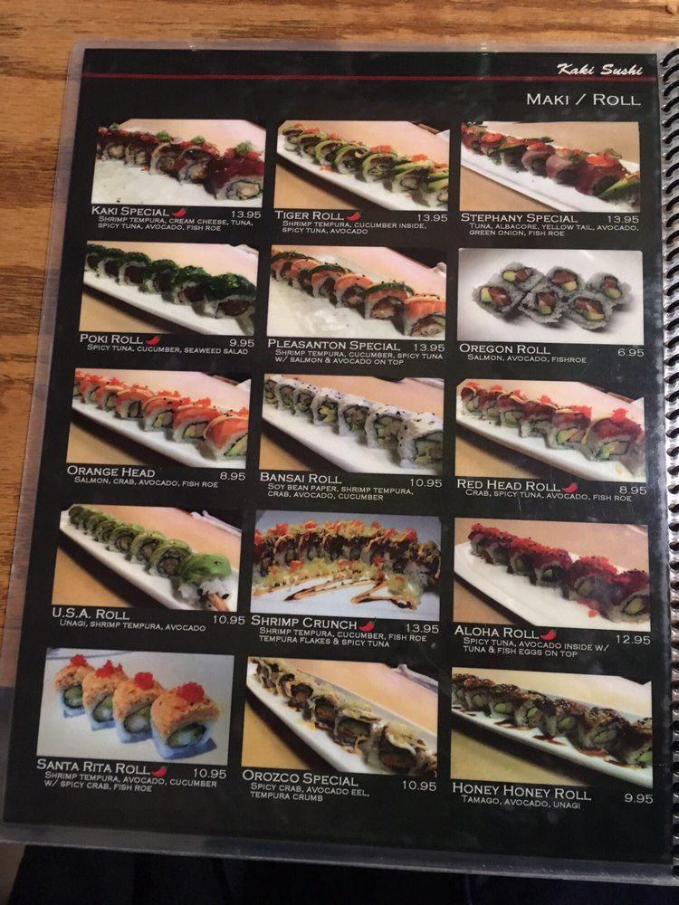 Menu at Kaki Sushi restaurant, Pleasanton