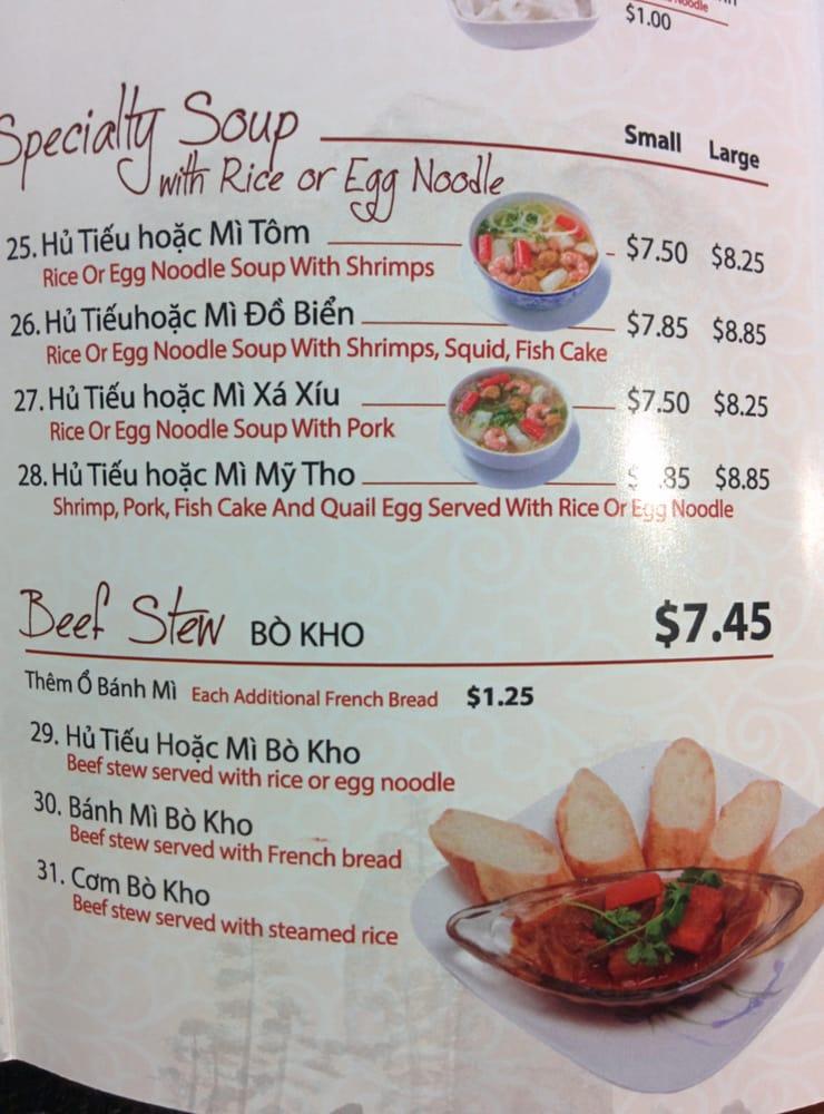 Menu at Pho Viet Vietnamese Noodle and Grill restaurant, Eastvale