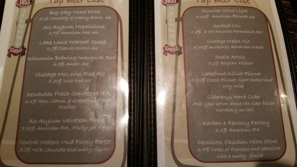 Menu At 1855 Saloon And Grill Pub And Bar Cottage Grove