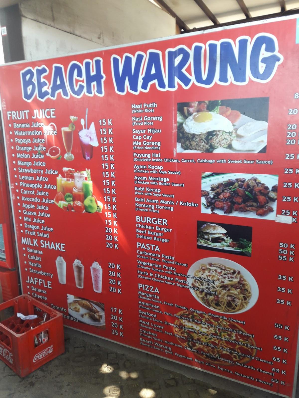 Menu at Beach Warung Food Corner restaurant, Mengwi