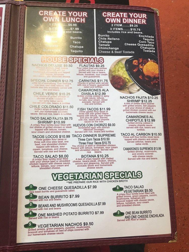Menu at Pancho Villa Mexican Grill restaurant, Lake City