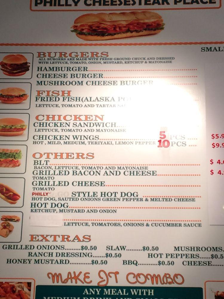 Menu at Philly Cheesesteak Place restaurant, Atlanta