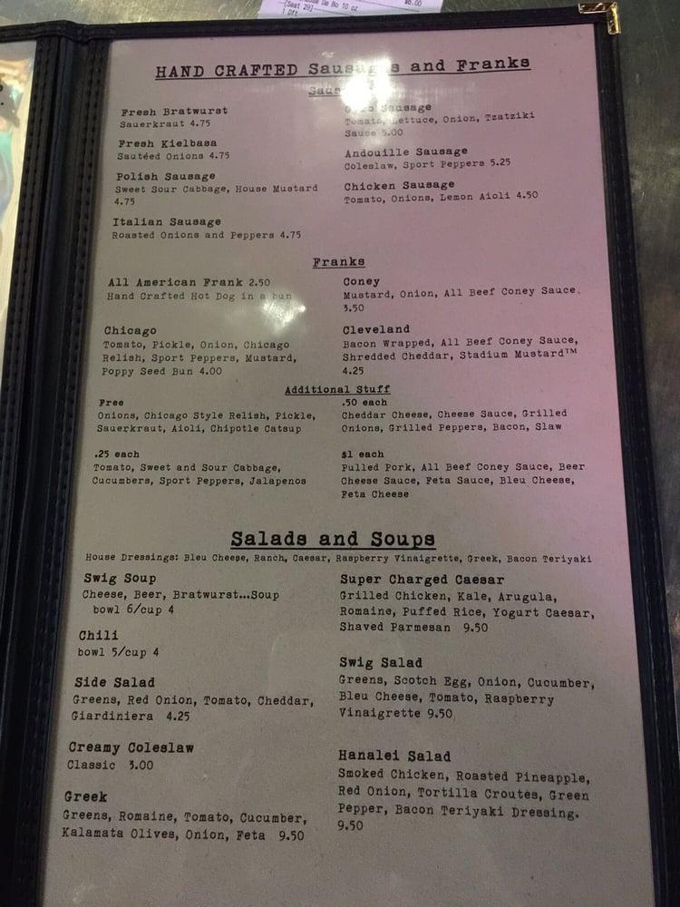 Menu at Swig Restaurant, Perrysburg