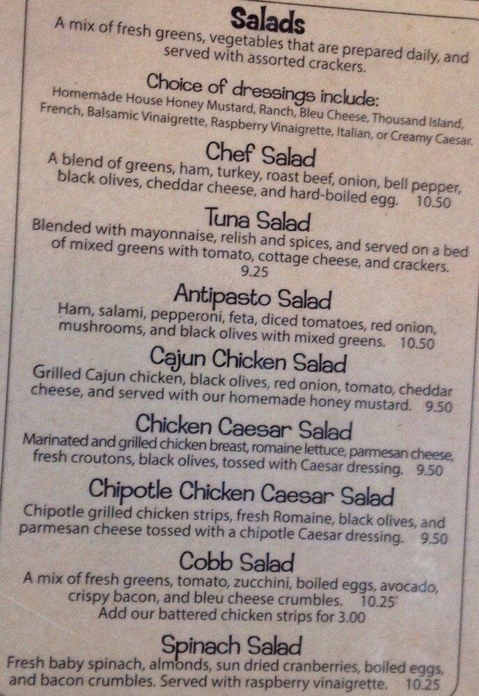 Menu at The Red Onion restaurant, Lake Havasu City