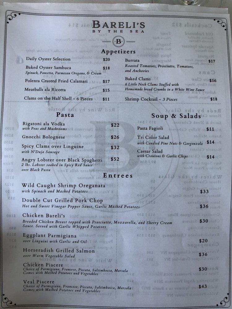 Menu at Amelia's By the Sea pub & bar, Spring Lake