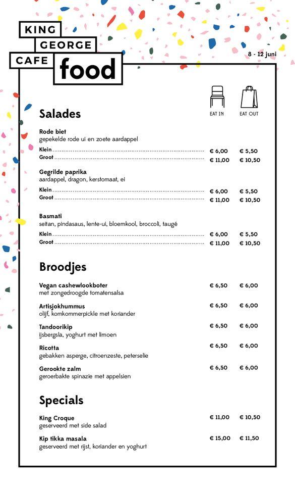 Menu at King Cafe, SintNiklaas