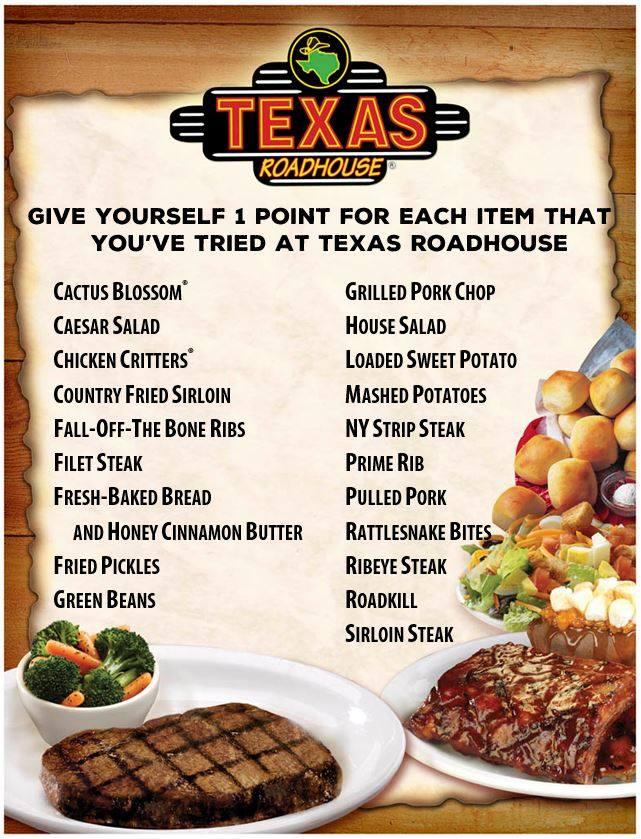 Menu at Texas Roadhouse BBQ, Port St. Lucie